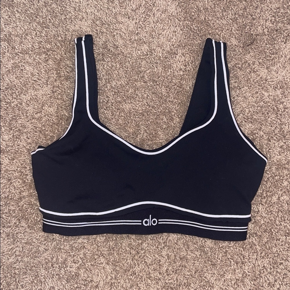 ALO Yoga black and white sports bra